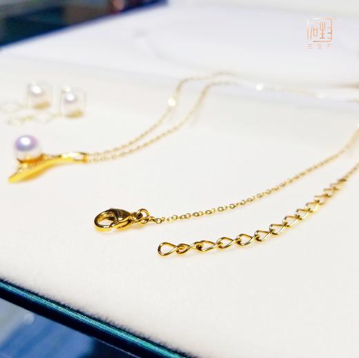 天然akoya珍珠鱼尾项链+菱形珍珠耳饰套装 商品图5