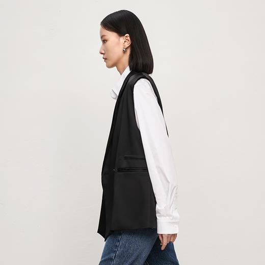 21434 高阶丝缎西装马夹百搭松紧腰通勤无袖外套RJ004 商品图6