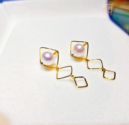 天然akoya珍珠鱼尾项链+菱形珍珠耳饰套装 商品图6