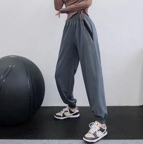 跃牌【明丽逸动】系列 新款速干运动裤女宽松高腰健身长裤梭织直筒收脚哈伦休闲卫裤AL8039