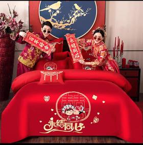 大红婚庆八件套2.0*2.3m-Q1176000004