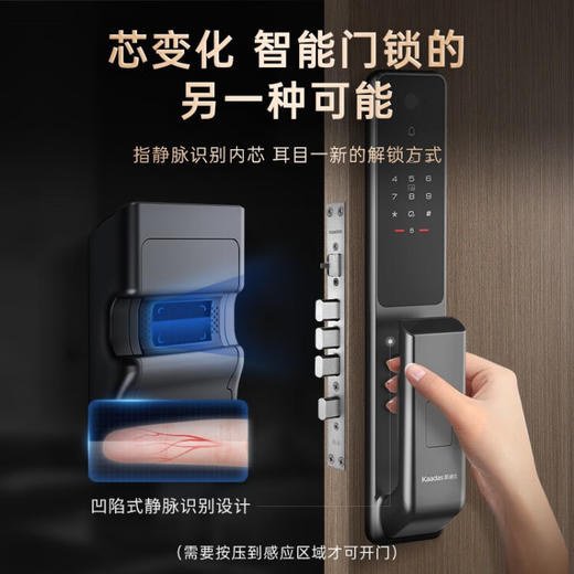 凯迪仕（KAADAS） Z1 Pro全自动指静脉智能锁 非传统指纹锁家用智能门锁密码锁 星空灰 商品图1