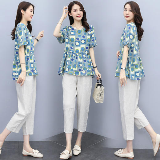 【妃曼】大码女装2023夏季新款胖妹妹圆点两件套 商品图0