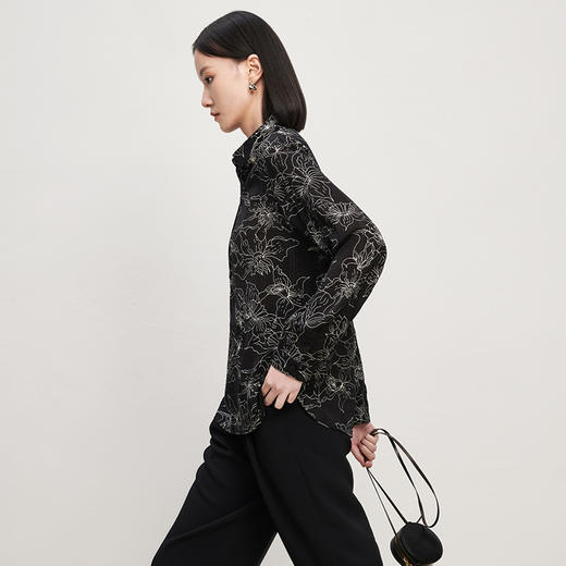 IN AND ON文艺复古印花长袖衬衫女2023夏季新款薄款新中式国风上衣 商品图6