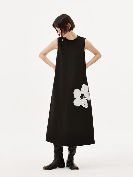 ForPoem 22SS烫金系列 花朵A字原创设计高级感休闲无袖极简连衣裙 商品图0