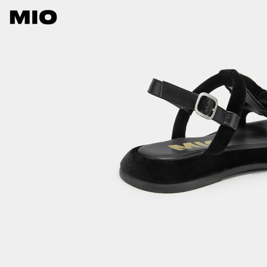 MIO米奥夏季纯色中跟凉鞋水滴钻饰蝴蝶结凉鞋女鞋M233131907 商品图4