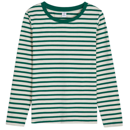 百媚生 棉质条纹圆领长袖T恤367 商品图4