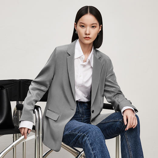 IN AND ON【6A级30MM弹力桑蚕丝】真丝西装外套女休闲高级感上衣 商品图4