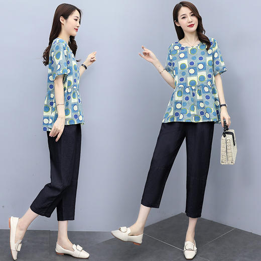 【妃曼】大码女装2023夏季新款胖妹妹圆点两件套 商品图2