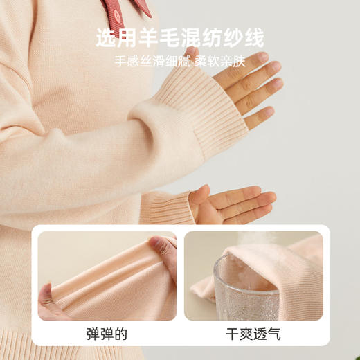 【羊毛混纺纱线 绵软舒适】翻领撞色绣花毛衣PCMY2303 商品图4