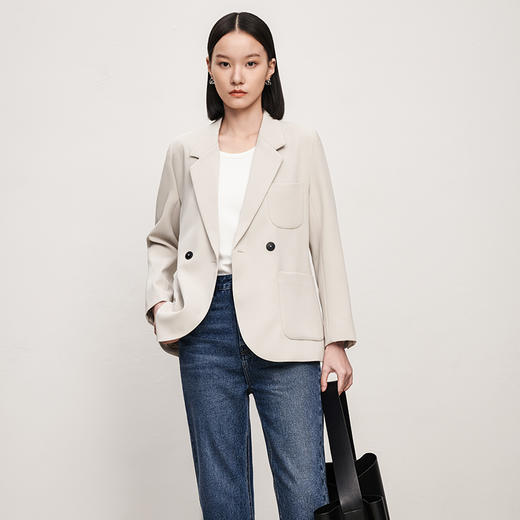 IN AND ON2023春季新款不易皱斜纹质感西装轻奢休闲通勤西服外套 商品图4