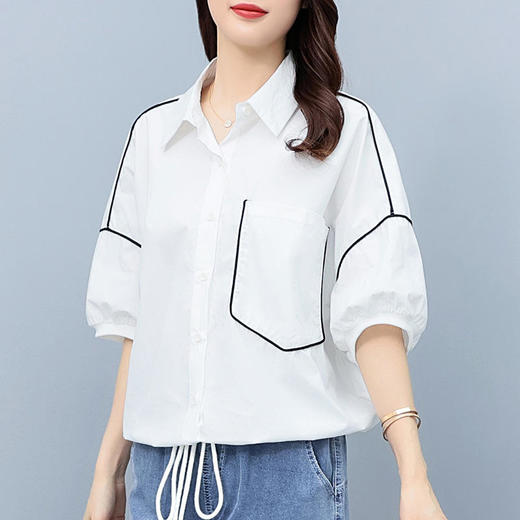 HT 1700宽松时尚设计感小众泡泡袖衬衣 商品图6