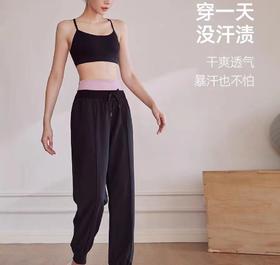 跃牌【明丽逸动】系列 高腰宽松运动裤女健身速干裤双层腰头梭织休闲裤哈伦瑜伽长裤AL8038