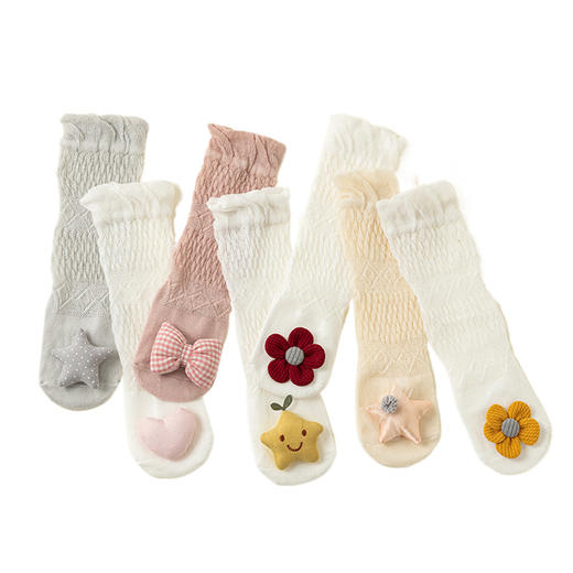 【3双装 立体可爱 舒适透气防蚊袜】新生婴儿袜子a类宝宝长筒袜过膝春夏季薄款网眼透气防蚊袜子 商品图4