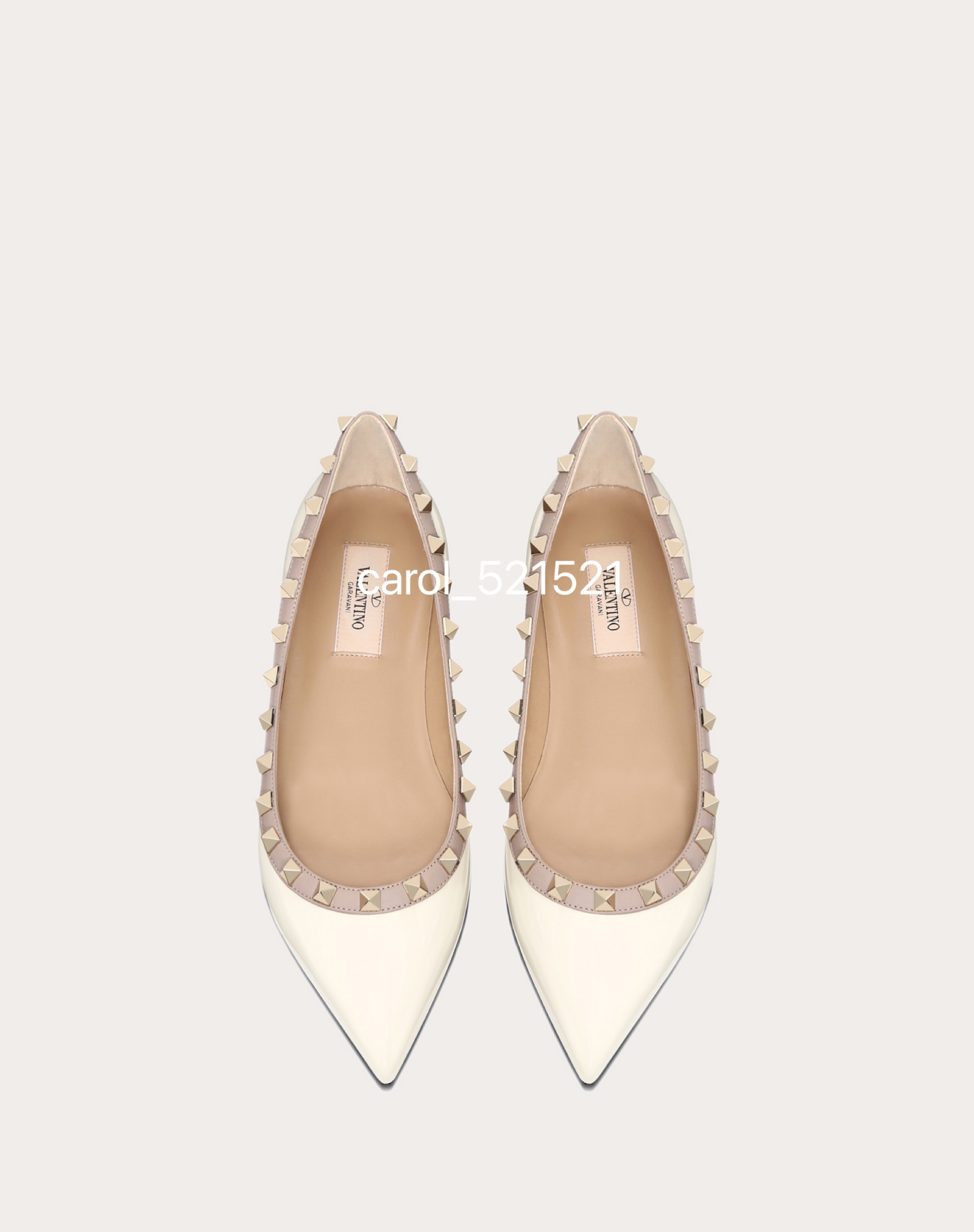 VLTN ROCKSTUD 漆皮铆钉芭蕾平底鞋 原版楦型纯手工车线打钉