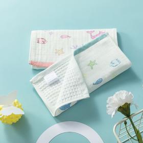 棉之爱纯棉纱布印花童巾两条