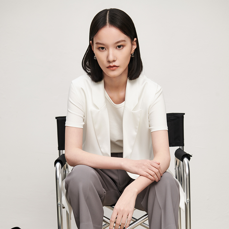 21434 高阶丝缎西装马夹百搭松紧腰通勤无袖外套RJ004