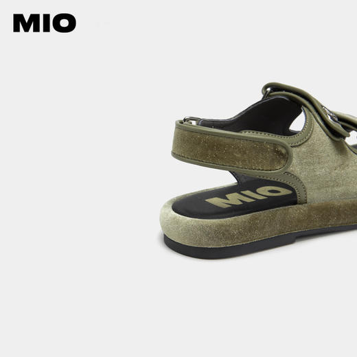 MIO米奥夏季复古百搭平跟凉鞋闪光丝绒舒适潮流时尚休闲沙滩鞋女M233131401 商品图4