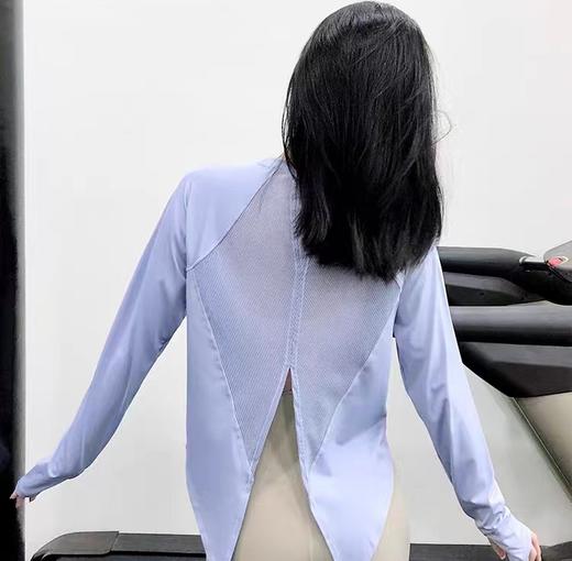 跃牌【明丽逸动】系列 新款瑜伽服女上衣开叉燕尾健身长袖拼网镂空运动T恤宽松AL6612（不带胸垫） 商品图1