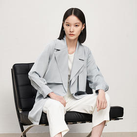 IN AND ON新款高阶丝缎气质长款风衣 斜纹高级感百搭外套21449