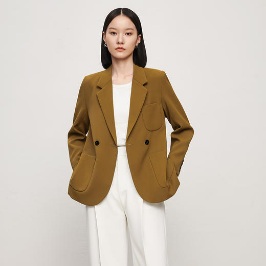 IN AND ON2023春季新款不易皱斜纹质感西装轻奢休闲通勤西服外套 商品图0