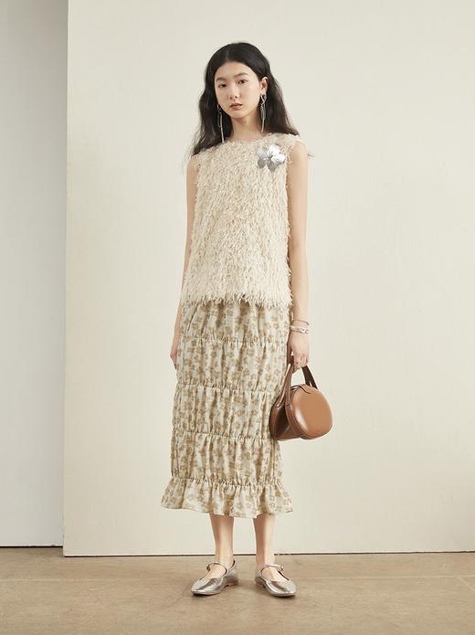 ForPoem 23/SS伦敦时装周高级花朵胸针柔软羽毛流苏无袖背心上衣 商品图2