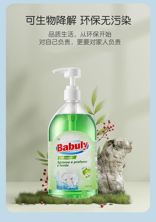 【中欧班列精选2瓶】意大利巴彼丽进口洗洁精 原装进口家用洗碗液食品级温和不伤手洗洁精 1000ml/瓶 商品图3