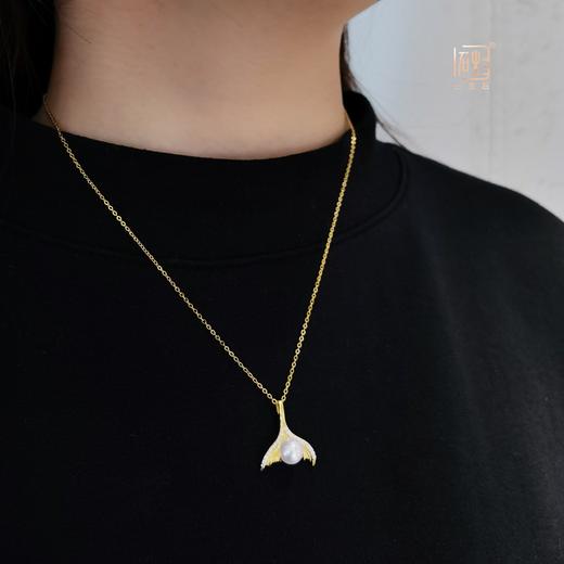 天然akoya珍珠鱼尾项链+菱形珍珠耳饰套装 商品图4