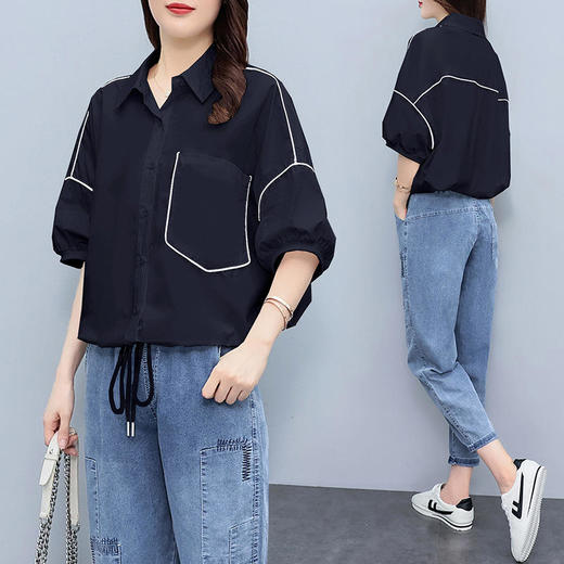 HT 1700宽松时尚设计感小众泡泡袖衬衣 商品图1