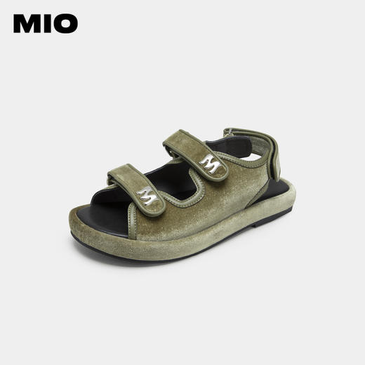 MIO米奥夏季复古百搭平跟凉鞋闪光丝绒舒适潮流时尚休闲沙滩鞋女M233131401 商品图0