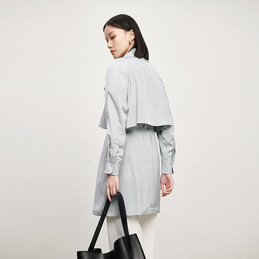 IN AND ON新款高阶丝缎气质长款风衣 斜纹高级感百搭外套21449 商品图1