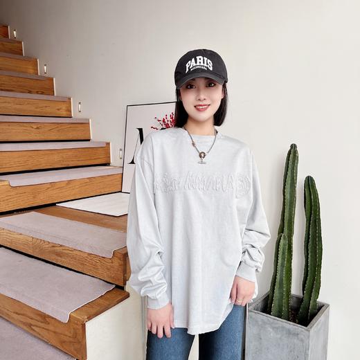 设计师品牌做旧炒染布绣字母Logo圆领卫衣 商品图3