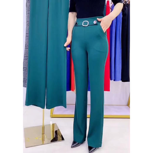 C1497 2023春夏新款时尚女裤牛奶丝微喇长裤高腰显瘦百搭休闲裤 商品图0