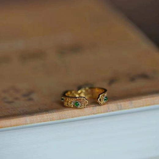 龢盒原创 天然冰绿翡翠葫芦甩戒指 商品图2