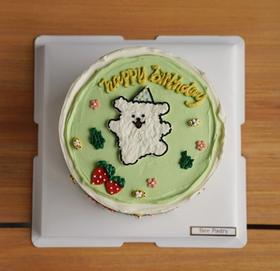 线条小狗手绘蛋糕