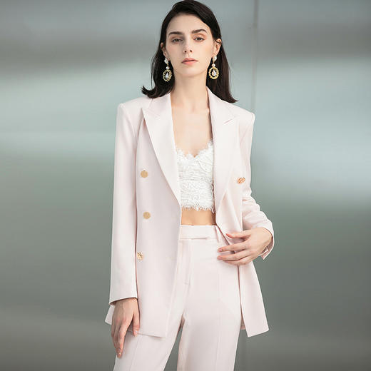 IWY/粉色高级感西装外套女装秋新品长袖职业装套装高端通勤修身正装223189C1+P1 商品图2