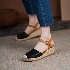 舒适百搭，坡跟拼接后空凉鞋MSF-M3226-18