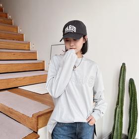 设计师品牌做旧炒染布绣字母Logo圆领卫衣