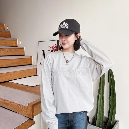 设计师品牌做旧炒染布绣字母Logo圆领卫衣 商品图2