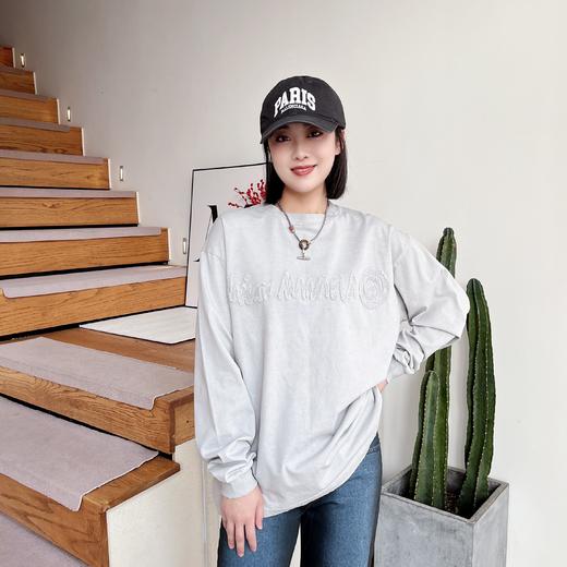 设计师品牌做旧炒染布绣字母Logo圆领卫衣 商品图4