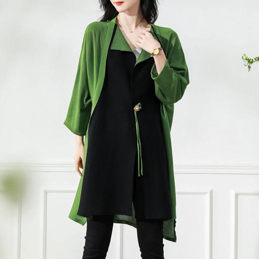 披肩时尚洋气，冰丝大码开衫针织外套女中长款新款春季薄款外搭CC-58-58633 商品图8