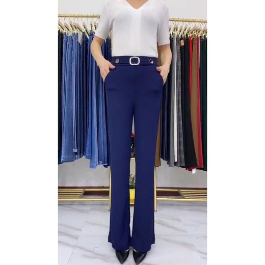 C1497 2023春夏新款时尚女裤牛奶丝微喇长裤高腰显瘦百搭休闲裤 商品图3