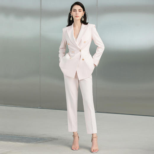 IWY/粉色高级感西装外套女装秋新品长袖职业装套装高端通勤修身正装223189C1+P1 商品图0