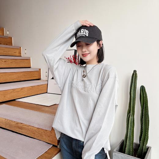 设计师品牌做旧炒染布绣字母Logo圆领卫衣 商品图1