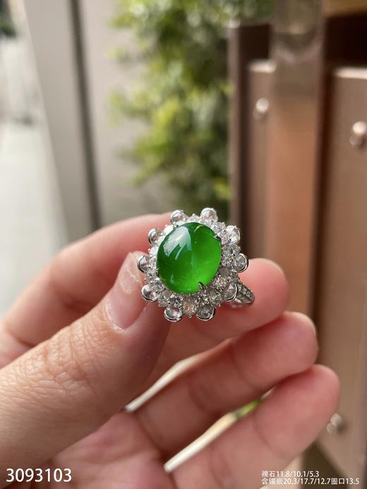 老坑近玻璃艳绿蛋面戒指【3093103】具体价格微信咨询 商品图4