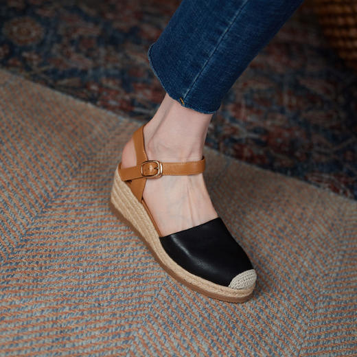 舒适百搭，坡跟拼接后空凉鞋MSF-M3226-18 商品图4