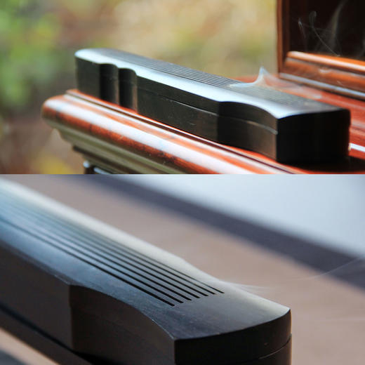 紫光檀镂空伏羲古琴卧香炉 熏香盒 香座 25.5*4*2.5cm  50001903 商品图1