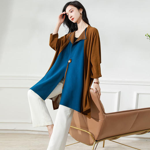 披肩时尚洋气，冰丝大码开衫针织外套女中长款新款春季薄款外搭CC-58-58633 商品图0