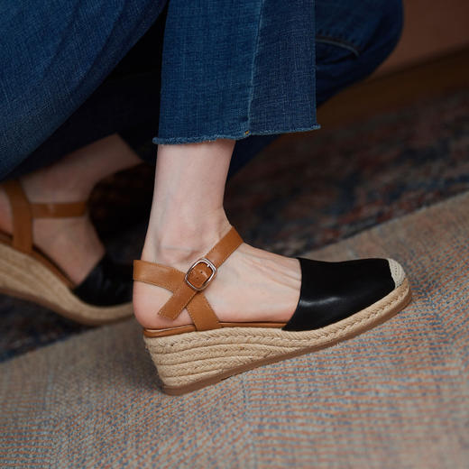 舒适百搭，坡跟拼接后空凉鞋MSF-M3226-18 商品图5