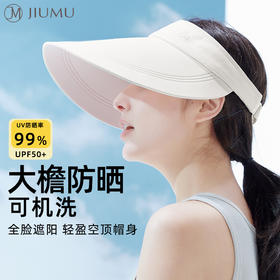 【JIUMU玖慕】卡箍式长帽檐防晒帽 空顶防紫外线户外大帽檐遮阳帽沙滩帽